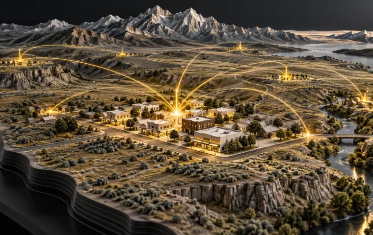 A Wyoming local search visual connecting a location pin, business visibility, and digital discovery
